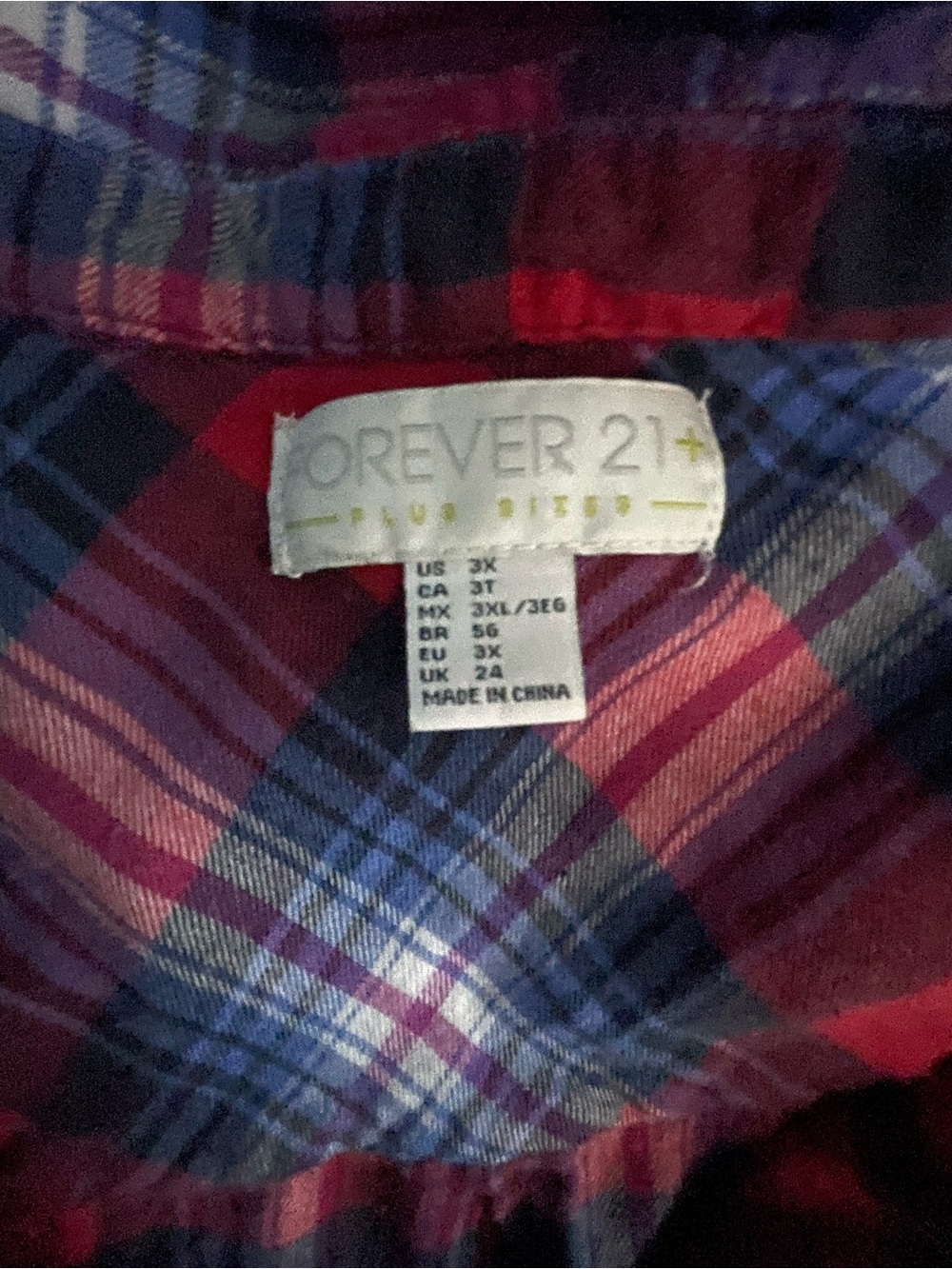 Forever 21 Red & Blue Plaid Sleeveless Button-Front tunic - Picture 2 of 2